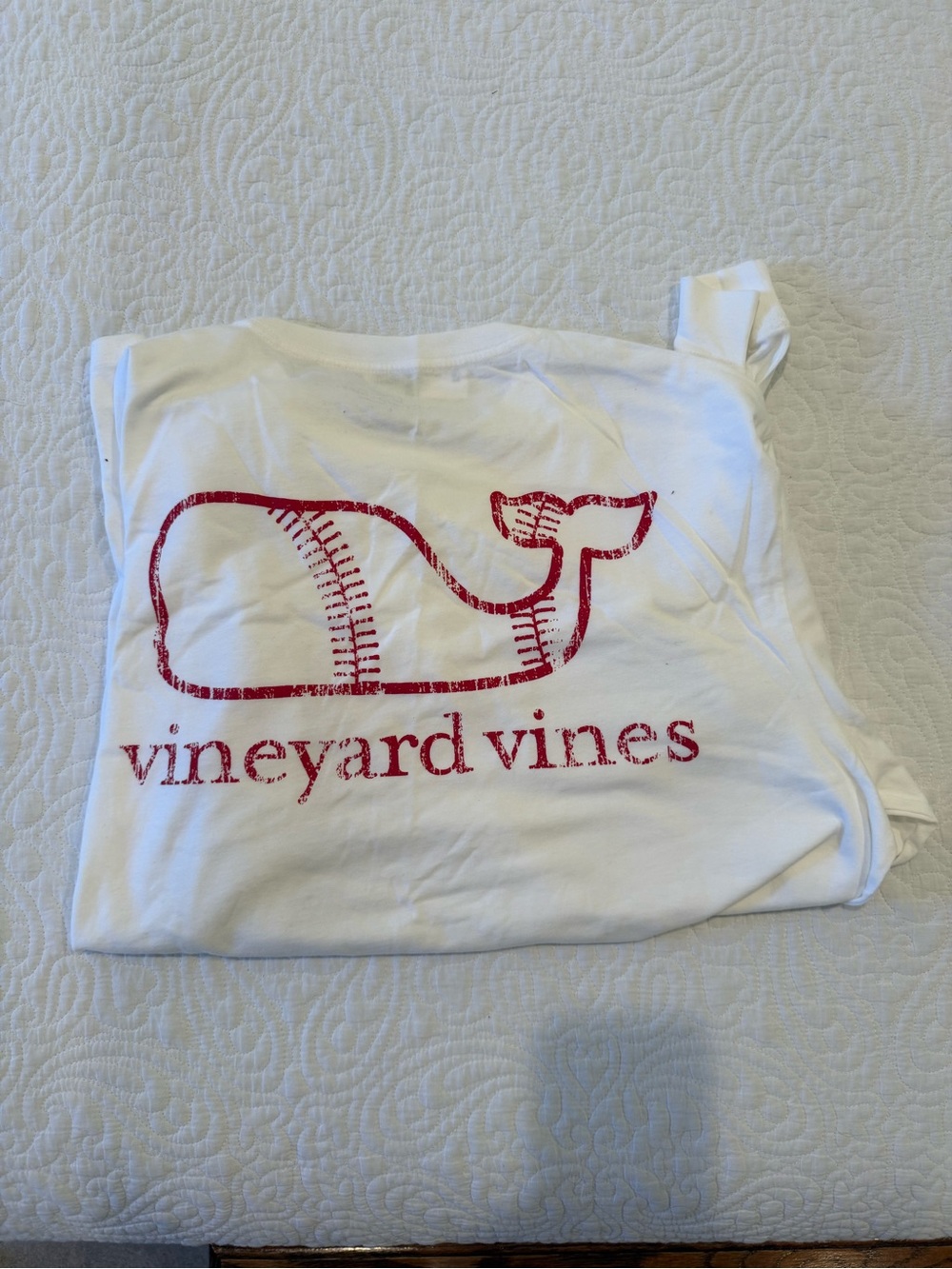 Vineyard Vines White Tee with Red Whale Graphic